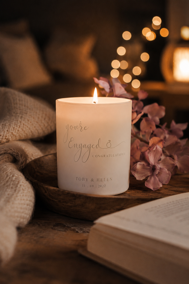 Personalised candle with warm glow